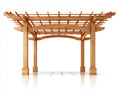Tonnelle de jardin - Bois - 380 x 300 x 265 cm - Bois naturel clair - Style asiatique