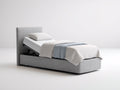 Lit simple - Tissu - 210 x 110 x 112 cm - Gris clair-Noir - Style moderne réglable
