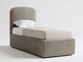 Lit simple - Tissu - 208 x 108 x 118 cm - Taupe - Style contemporain à tête de lit arrondie
