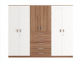 Armoire - Bois - 238 x 60 x 198 cm - Blanc-Bois naturel - Style contemporain