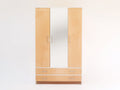 Armoire - Bois - 128 x 57 x 194 cm - Bois clair-Argent - Style moderne avec miroir