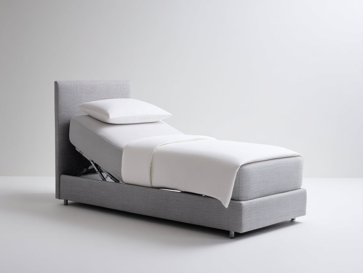 Lit simple - Tissu - 208 x 108 x 111 cm - Gris clair-Argent - Style moderne réglable