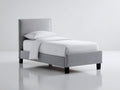 Lit simple - Tissu - 205 x 104 x 114 cm - Gris-Noir - Style contemporain structuré