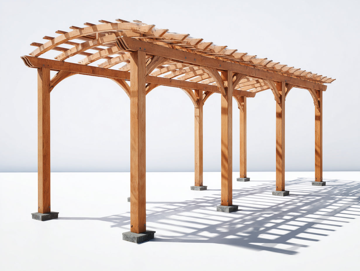 Tonnelle de jardin - Bois - 620 x 300 x 270 cm - Bois brun chaud - Style traditionnel allongé