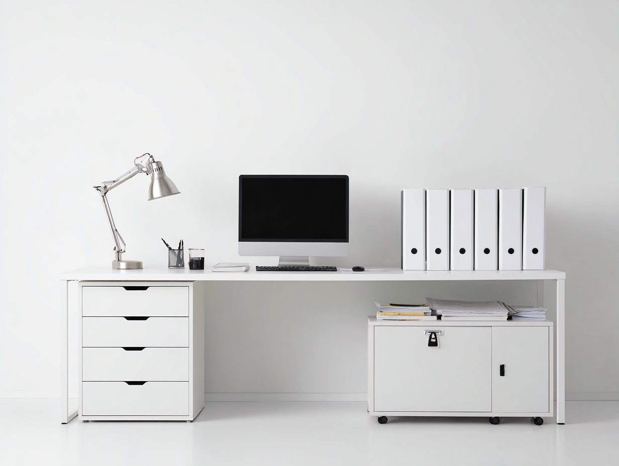 Bureau - Panneaux de bois - 170 x 60 x 75 cm - Blanc - Épuré
