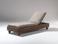 Bain de soleil - Rotin tressé-Tissu - 195 x 72 x 92 cm - Brun foncé-Taupe - Style naturel avec dossier réglable