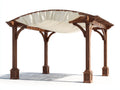 Tonnelle de jardin - Bois-Textile - 410 x 340 x 275 cm - Bois brun noyer-Blanc ivoire - Style traditionnel