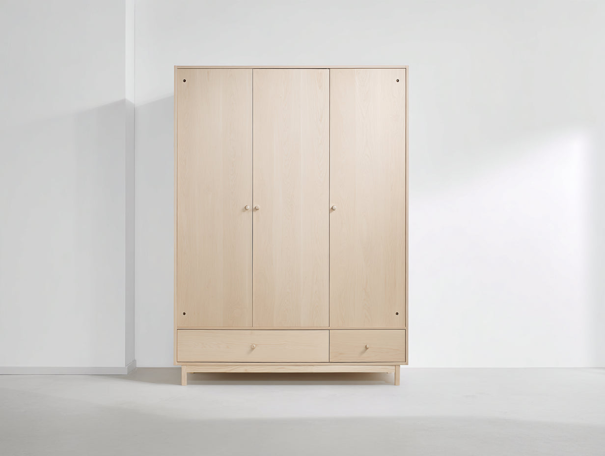 Armoire - Bois - 132 x 58 x 190 cm - Bois clair - Style minimaliste