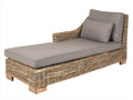 Bain de soleil - Rotin tressé-Tissu - 200 x 89 x 98 cm - Brun grisé-Gris - Style rustique avec dossier haut