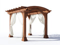 Tonnelle de jardin - Bois-Textile - 360 x 320 x 270 cm - Bois brun foncé-Blanc cassé - Style classique cintré