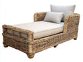 Bain de soleil - Rotin tressé-Tissu - 195 x 104 x 96 cm - Brun clair-Beige - Style naturel avec accoudoirs