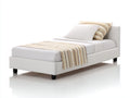 Lit simple - Similicuir - 203 x 99 x 88 cm - Blanc-Noir - Style moderne rembourré