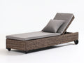 Bain de soleil - Rotin tressé-Tissu - 200 x 72 x 96 cm - Brun grisé-Gris - Style mobile avec dossier réglable