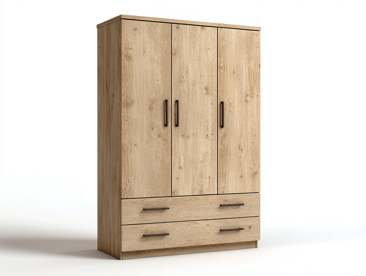 Armoire - Bois - 136 x 58 x 198 cm - Bois clair - Style rustique