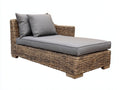Bain de soleil - Rotin tressé-Tissu - 196 x 87 x 92 cm - Brun naturel-Gris anthracite - Style contemporain à accoudoirs