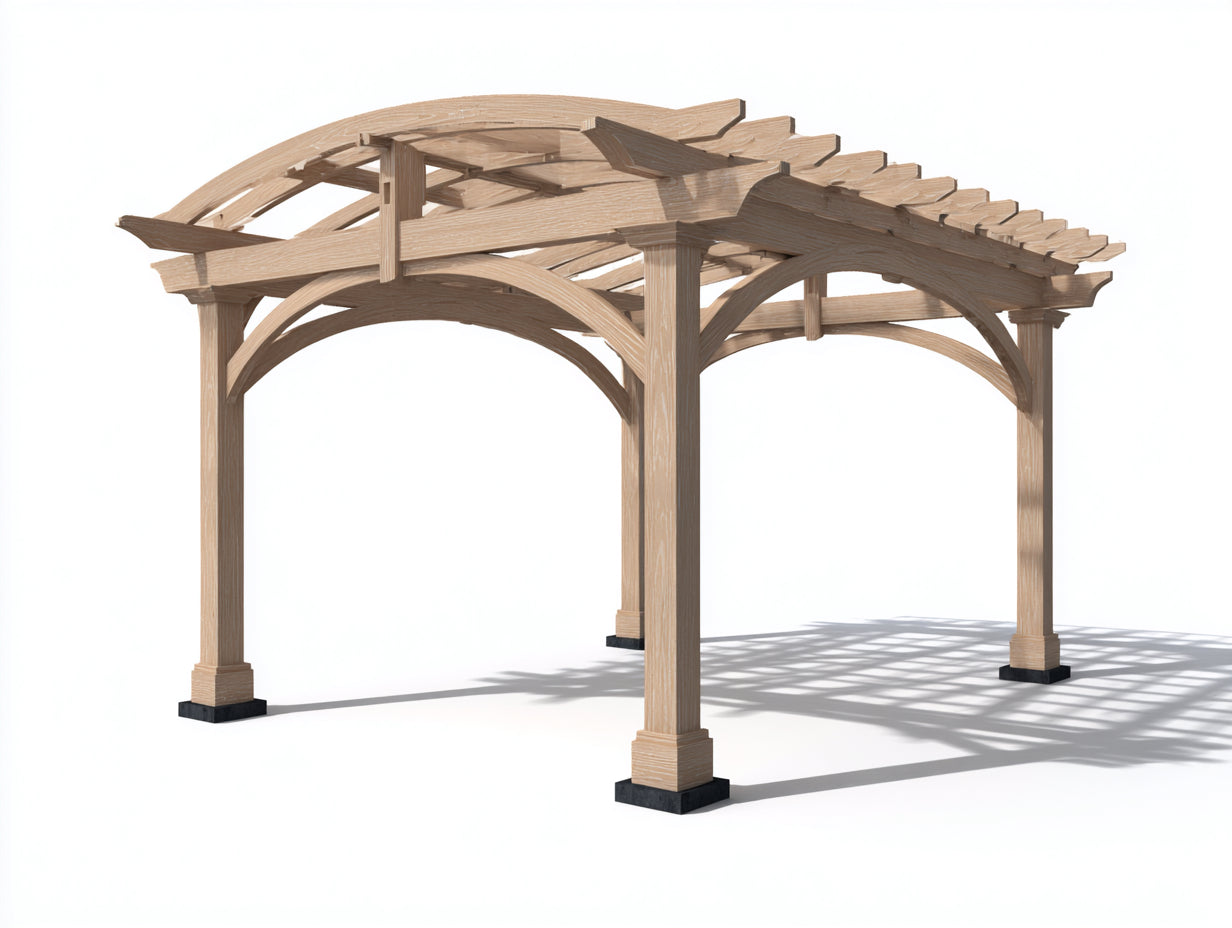 Tonnelle de jardin - Bois - 320 x 300 x 260 cm - Bois naturel clair - Style traditionnel