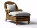 Bain de soleil - Rotin tressé-Tissu - 186 x 88 x 104 cm - Brun miel-Gris clair - Style classique enveloppant